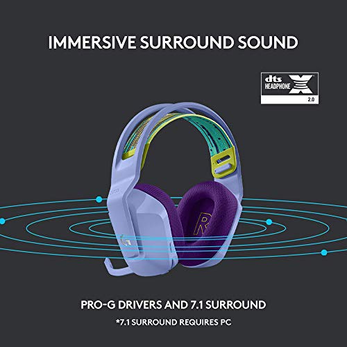 Logitech G733 Lightspeed Wireless Gaming Headset, Suspension Headband, Lightsync RGB, Blue VO!CE Mic, PRO-G Audio – Black, Gaming Headset Wireless, PC, PS5, PS4, Switch Compatible