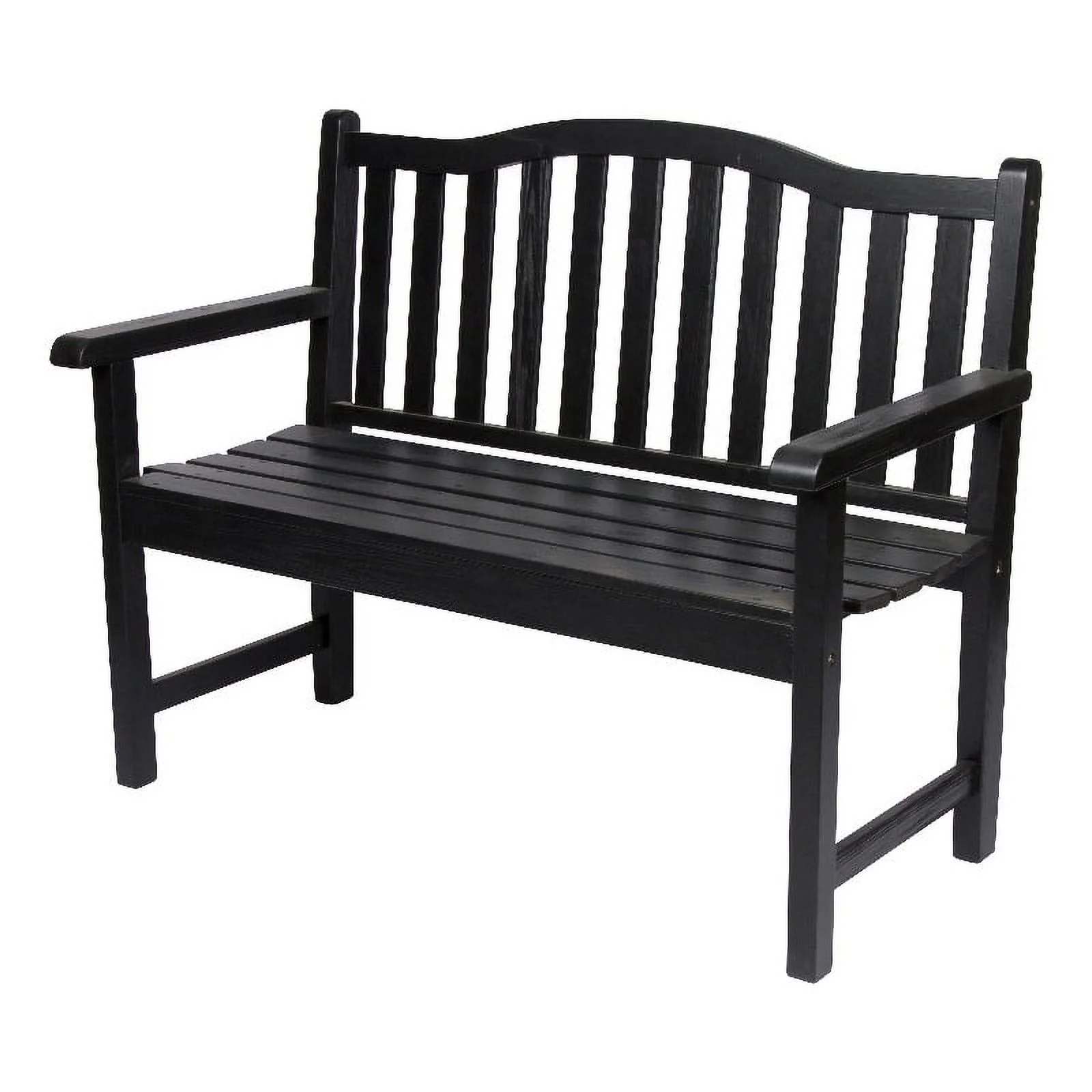 Shine Company Traditional Cedar Wood Patio Porch Garden Bench in Black