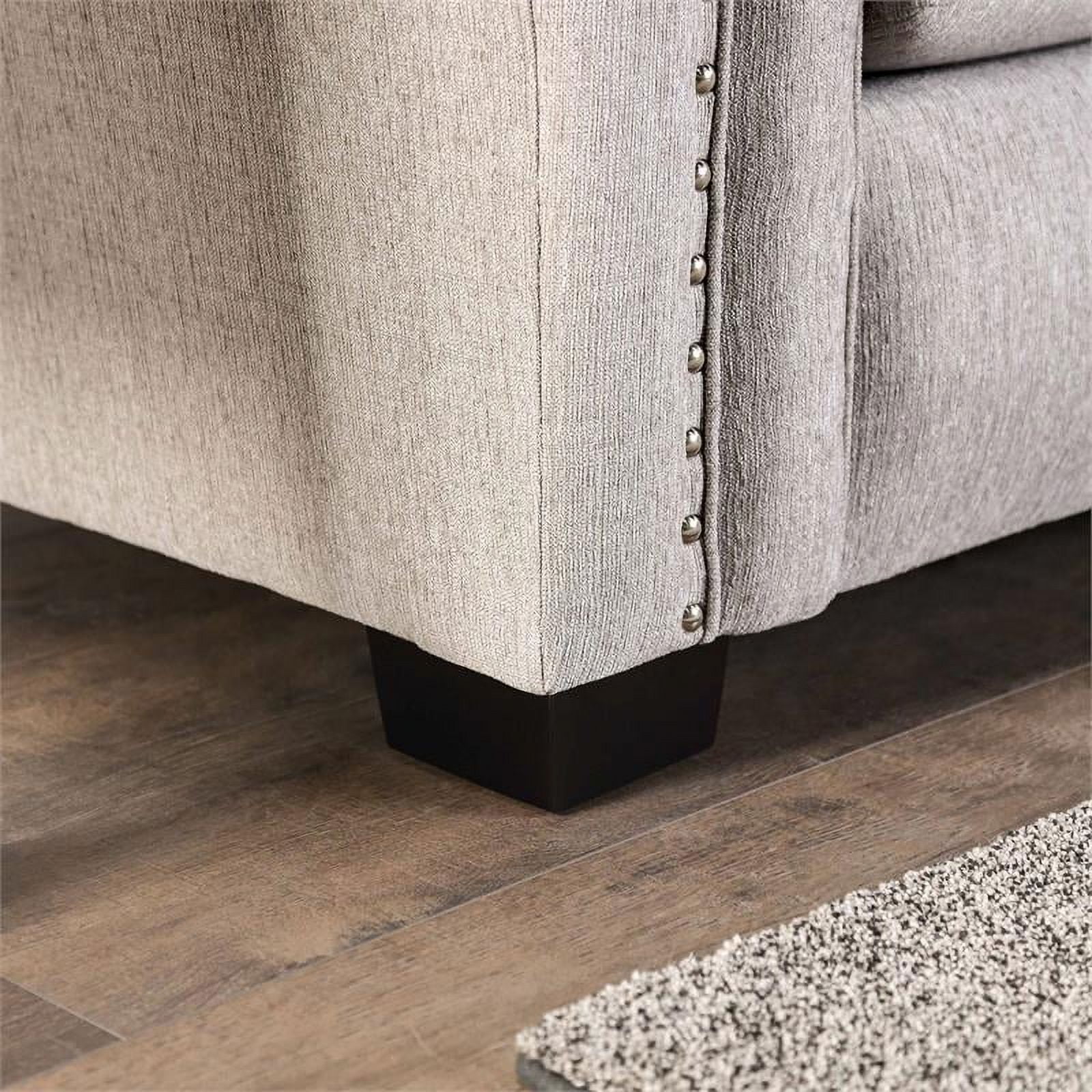 Furniture of America Jaqui Fabric Nailhead Sofa in Light Taupe Brown