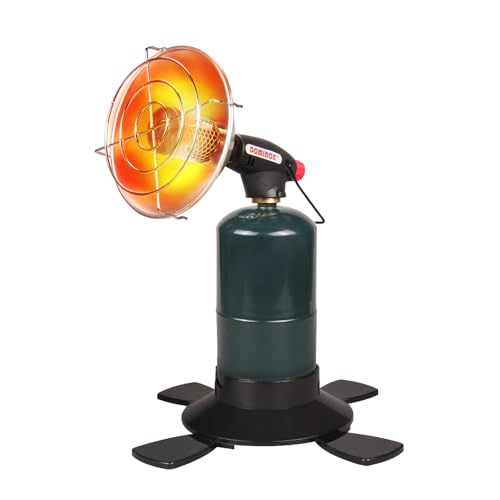 DOMINOX 6200BTU Propane Heater with Igniter and Temperature Control Valve, Camping Heaters with Gas Cylinder Base, Golf Cart Heater Fuel by Propane and MAPP Gas