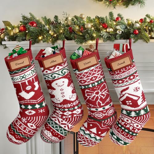 4 Pack Personalized Christmas Stockings Bulk, Large 18
