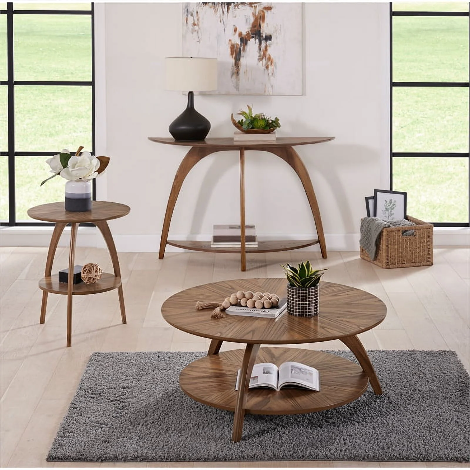 Martin Svensson Home LAX Round Wood Coffee Table in Warm Nutmeg Brown