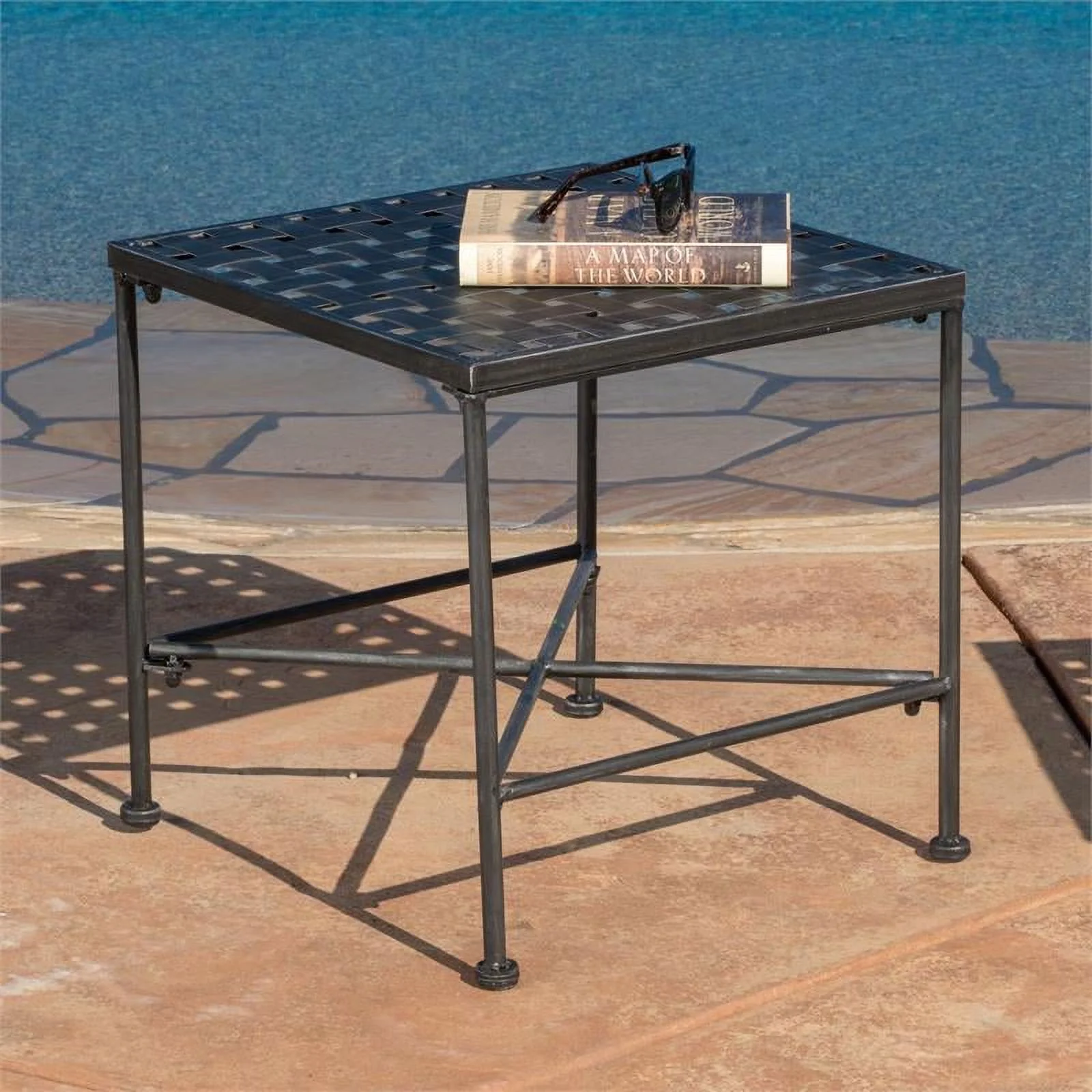 Noble House Petra Black Iron End Table