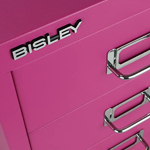Bisley 10-Drawer Steel MultiDrawer Cabinet - Black, Chrome Pull Handles with Label Holders, Powder-Coated Steel, Removable Drawers, Fits Under Most Desks, Labels Included