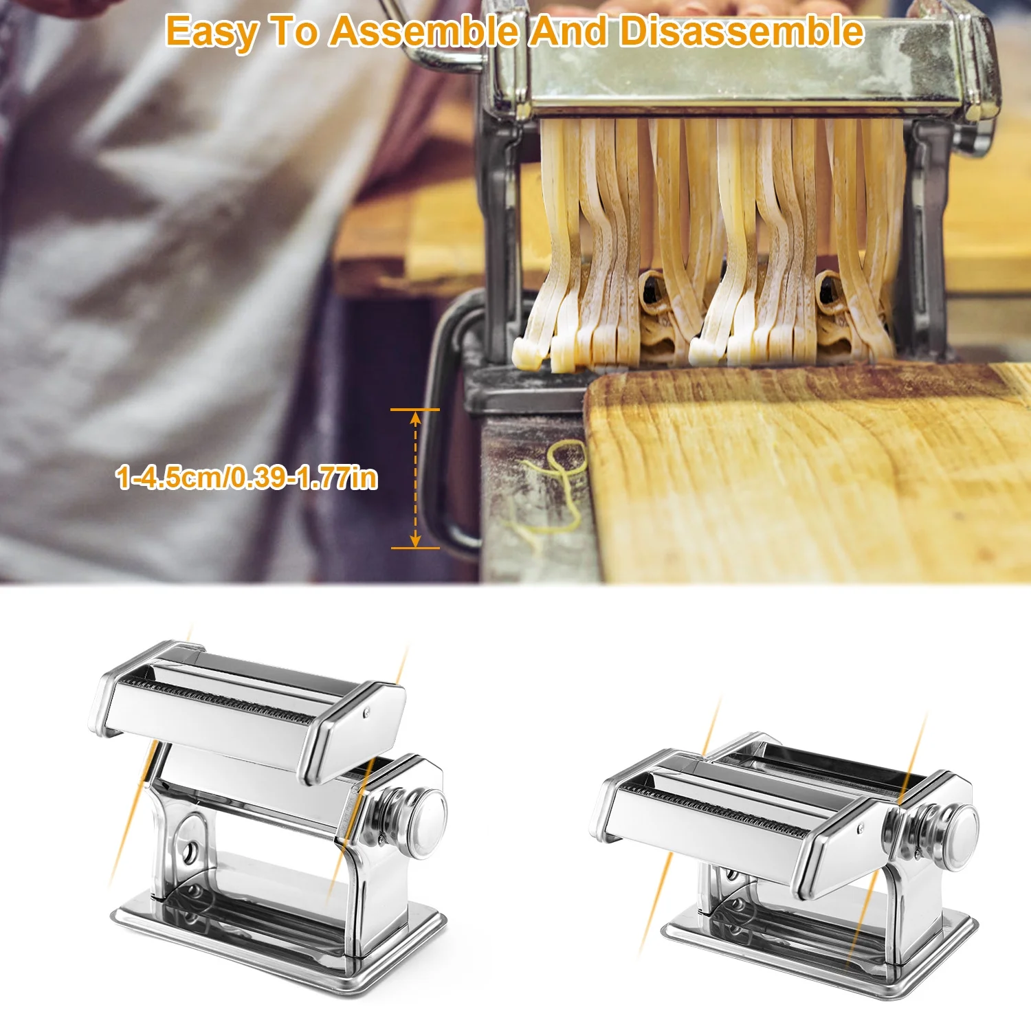Pasta Maker Roller Machine iMounTEK 6 Thickness Settings with Rollers Cutter for Spaghetti Lasagna for Home Silver