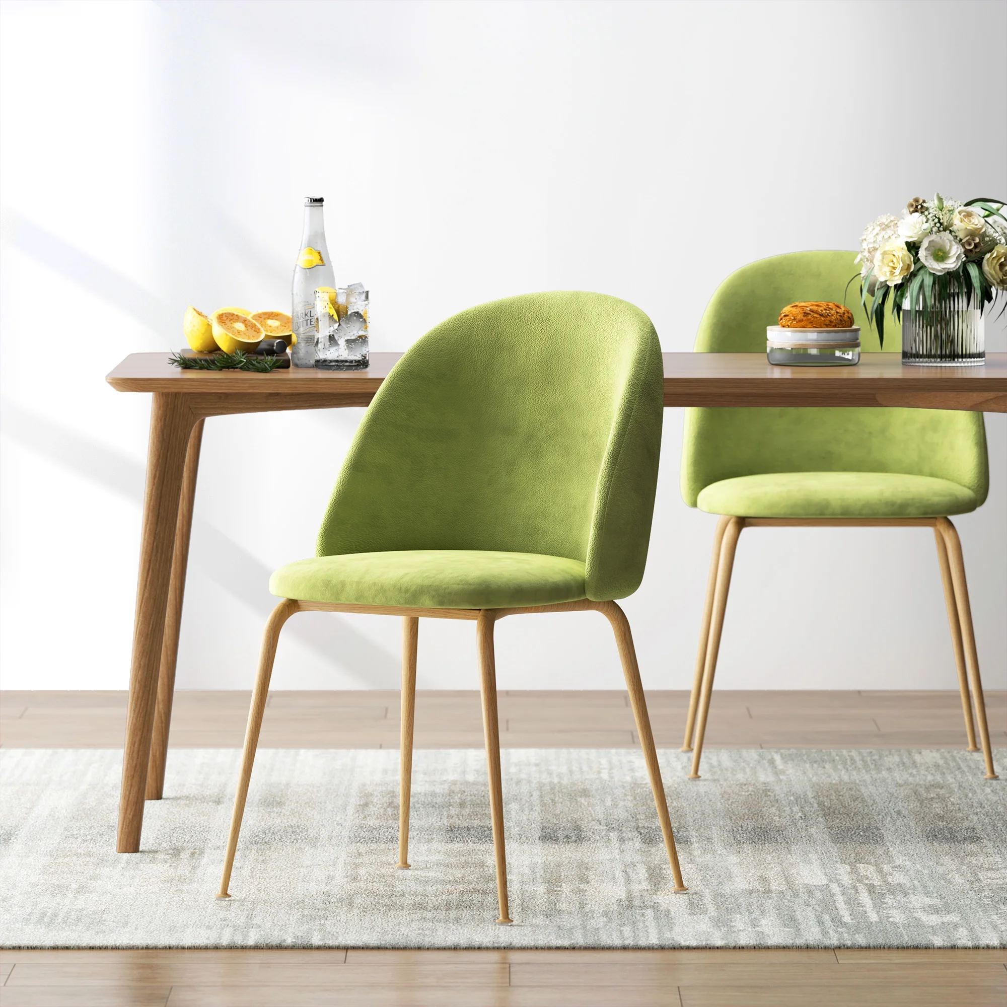 Soges Dining Chairs Set of 4 Modern Velvet Chairs for Living Room Dining Room, Green