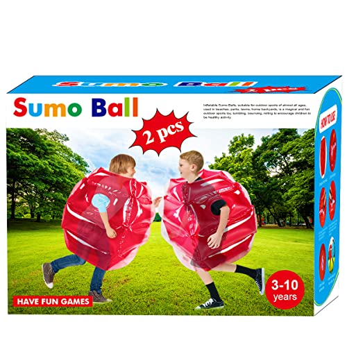 SUNSHINE-MALL 2 pc Sumo Balls for Kids, Bubble Bounce Ball, Lawn Game for Child Outdoor Team Gaming Play, Ages 3-12 (24 inch, 2 pcs)