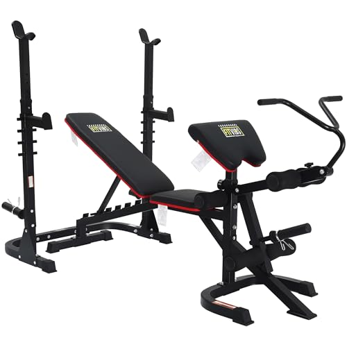 Adjustable Weight Bench, Workout Bench for Home Gym, Adjustable 6 Position Utility Bench with Leg Extension and Preacher Pad, Leg Extension and Curl Machine
