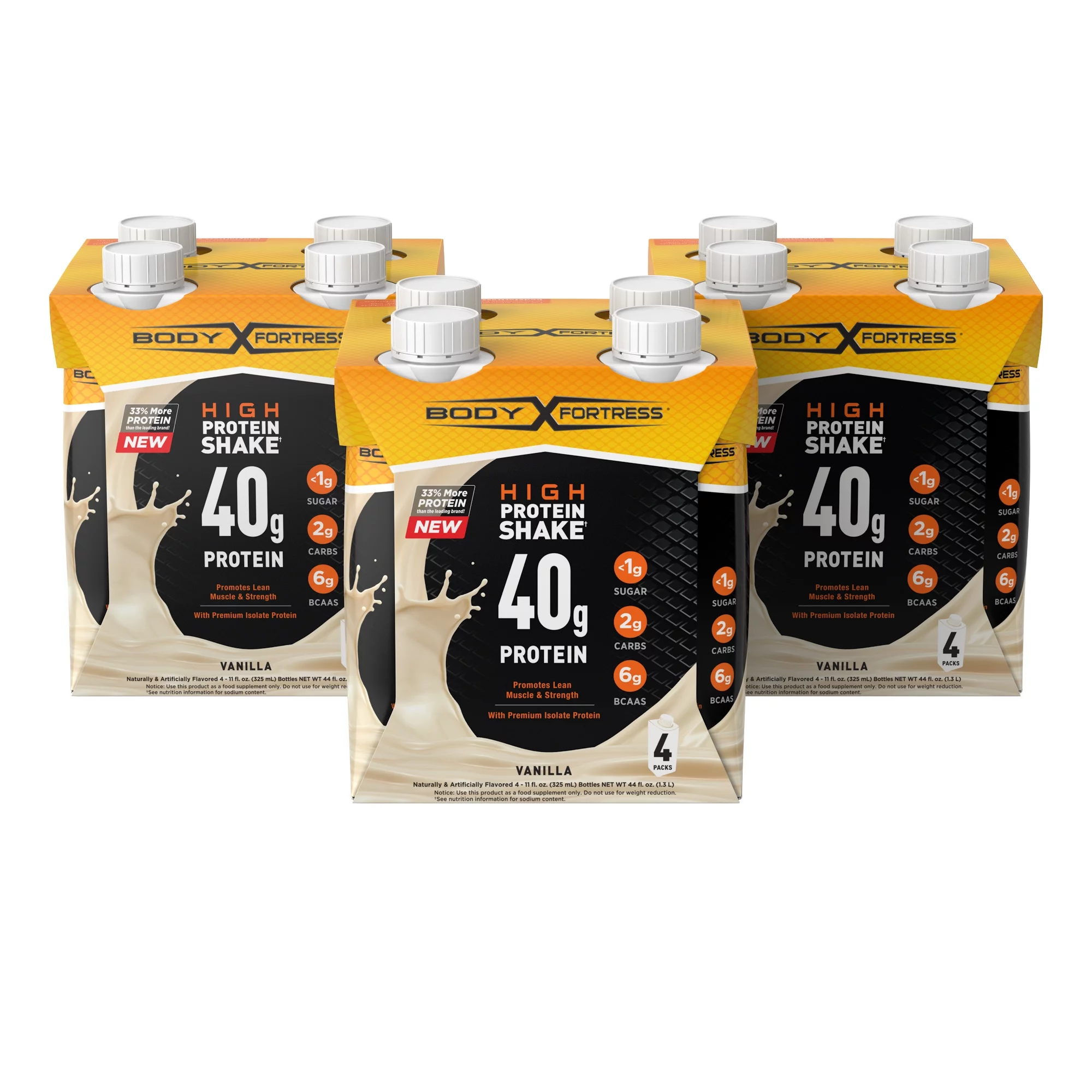 Body Fortress Protein Shake, Vanilla, 40g Protein, 12 Ct