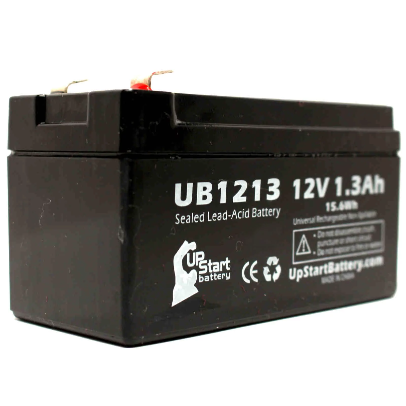 2x Pack - Compatible Bard Medical PCA 1 PUMP Battery - Replacement UB1213 Universal Sealed Lead Acid Battery (12V, 1.3Ah, 1300mAh, F1 Terminal, AGM, SLA) - Includes 4 F1 to F2 Terminal Adapters