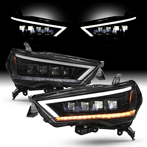 AKKON - Fit 2014-2023 Toyota 4Runner [Quad LED Module] Headlights Sequential LED Turn Signal Light Bar Parking Black