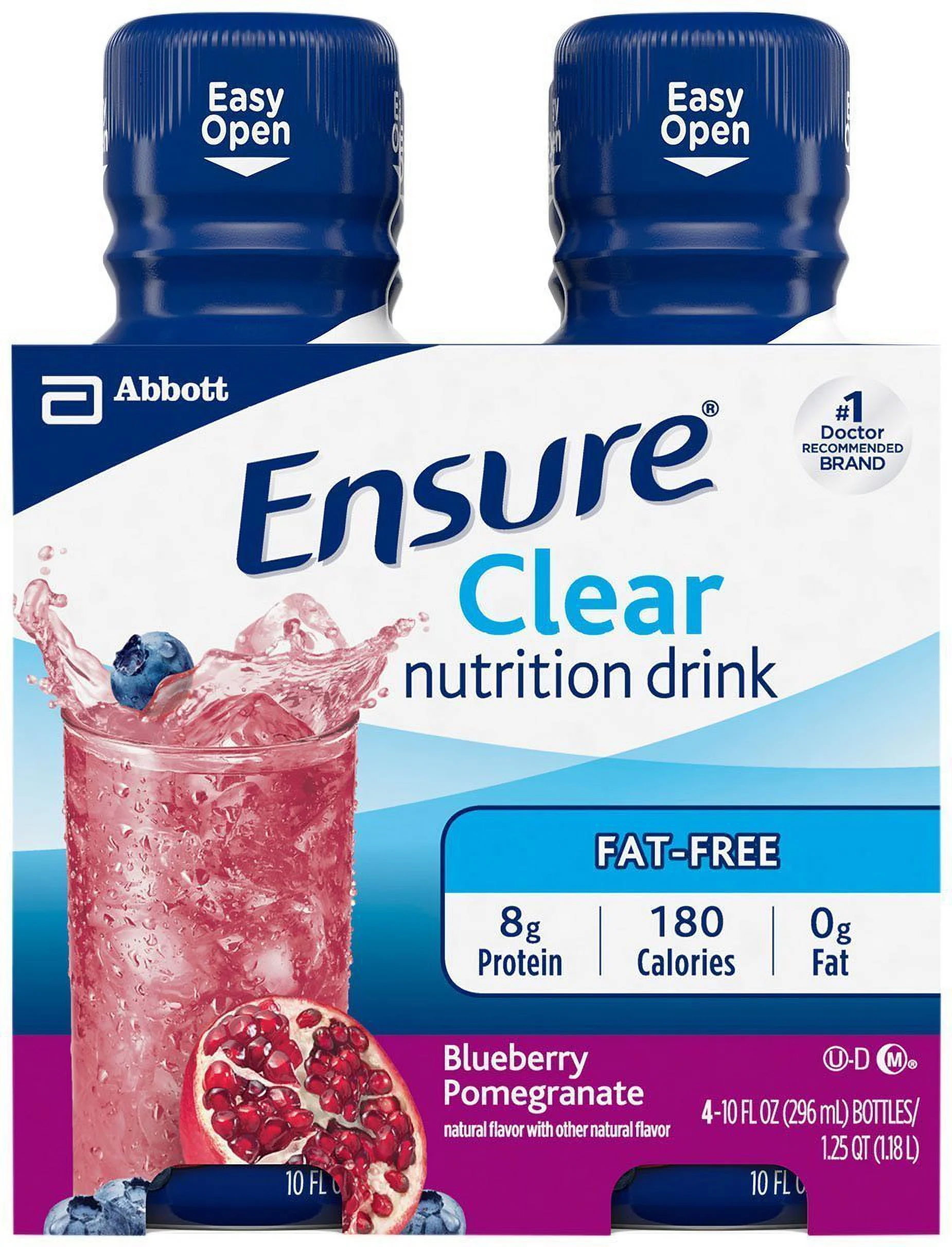 Ensure Clear Nutrition Drink Bottles - Blueberry Pomegranate - 10 oz - 4 pk