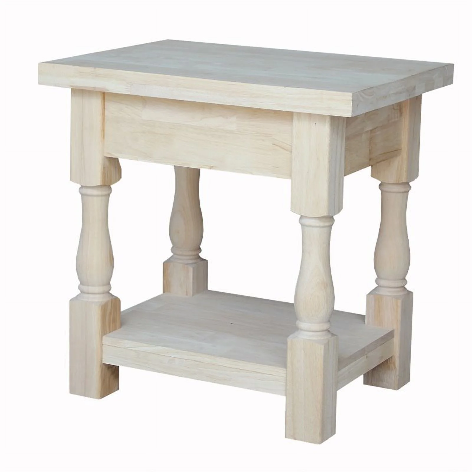 International Concepts Solid Wood Tuscan End Table Unfinished