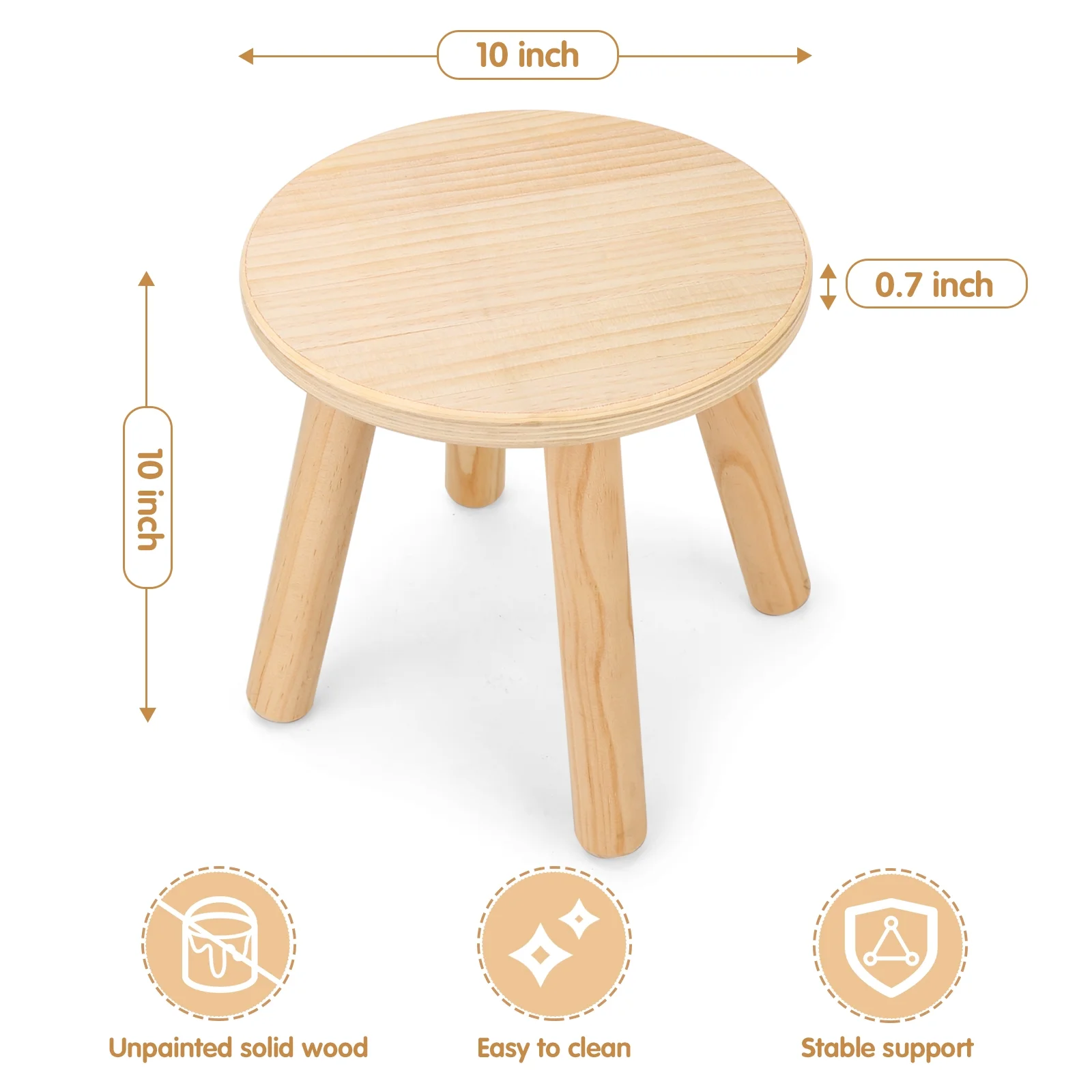 Sweet Time Solid Wood Kids Step Stools, Universal Wooden Chair for Sensory Table, 2 Pack