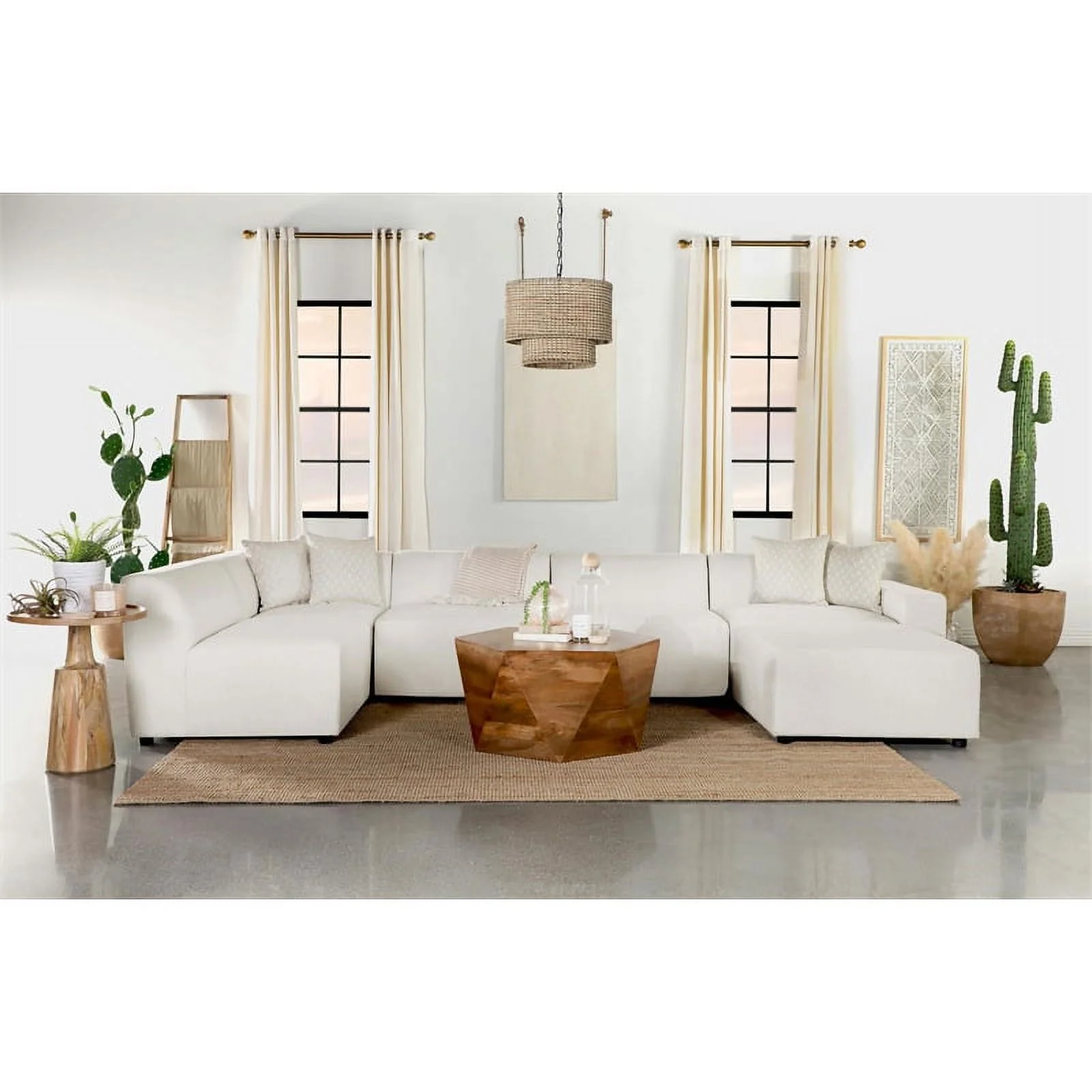 Pemberly Row 6-piece Fabric Upholstered Modular Sectional Pearl