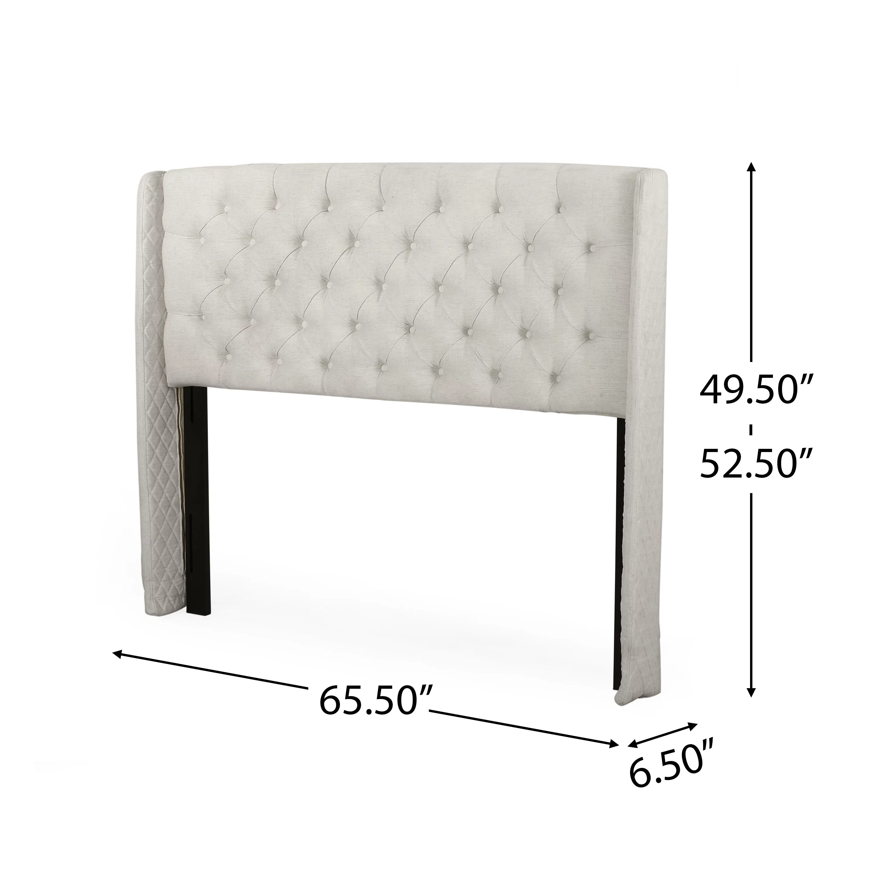 Noble House Ashley Full/Queen Wingback Tufted Beige Fabric Headboard