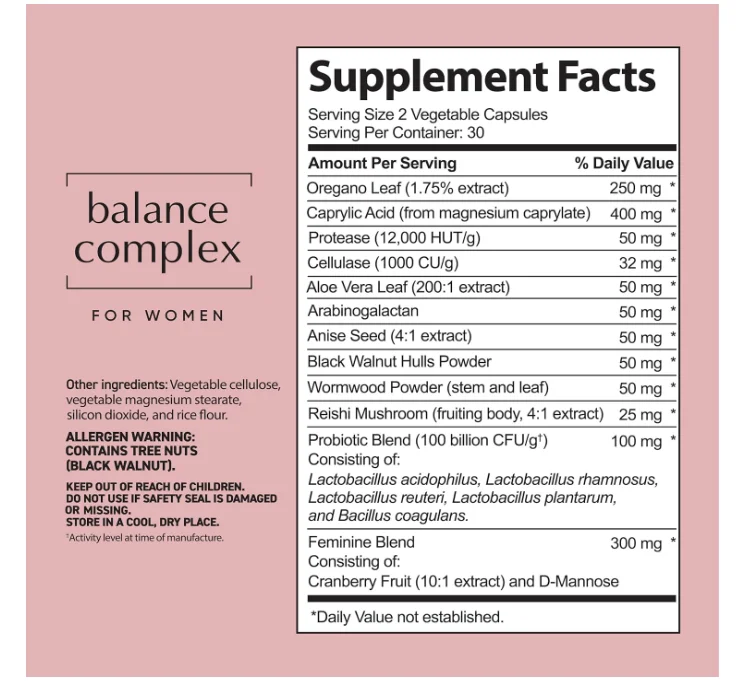Balance Complex Vaginal Health Dietary Supplement, 60 Capsules