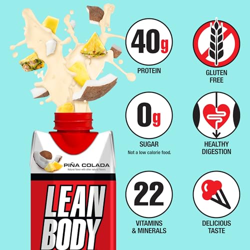 Labrada Lean Body Ready-to-Drink Strawberry Protein Shake, 40g Protein, Whey Blend, 0 Sugar, Gluten Free, 22 Vitamins & Minerals, 17 Ounce (Recyclable Carton & Lid - Pack of 12) LABRADA