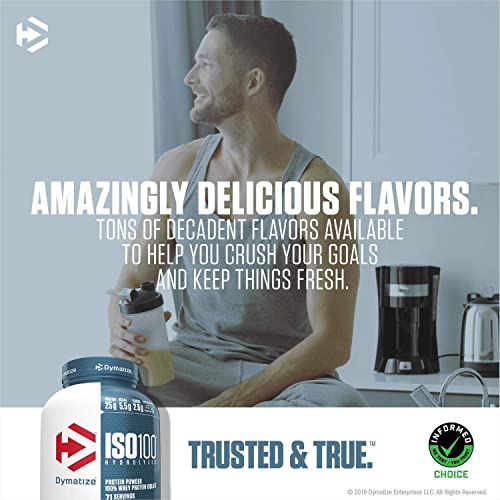 Dymatize ISO100 Whey Protein Powder Isolate, Cookies & Cream, 25g of Protein, 20 Servings, 5.5g BCAAs, Less Than 120 Cal., Gluten Free, 1g Fat, 1g Sugar, 2g Carb