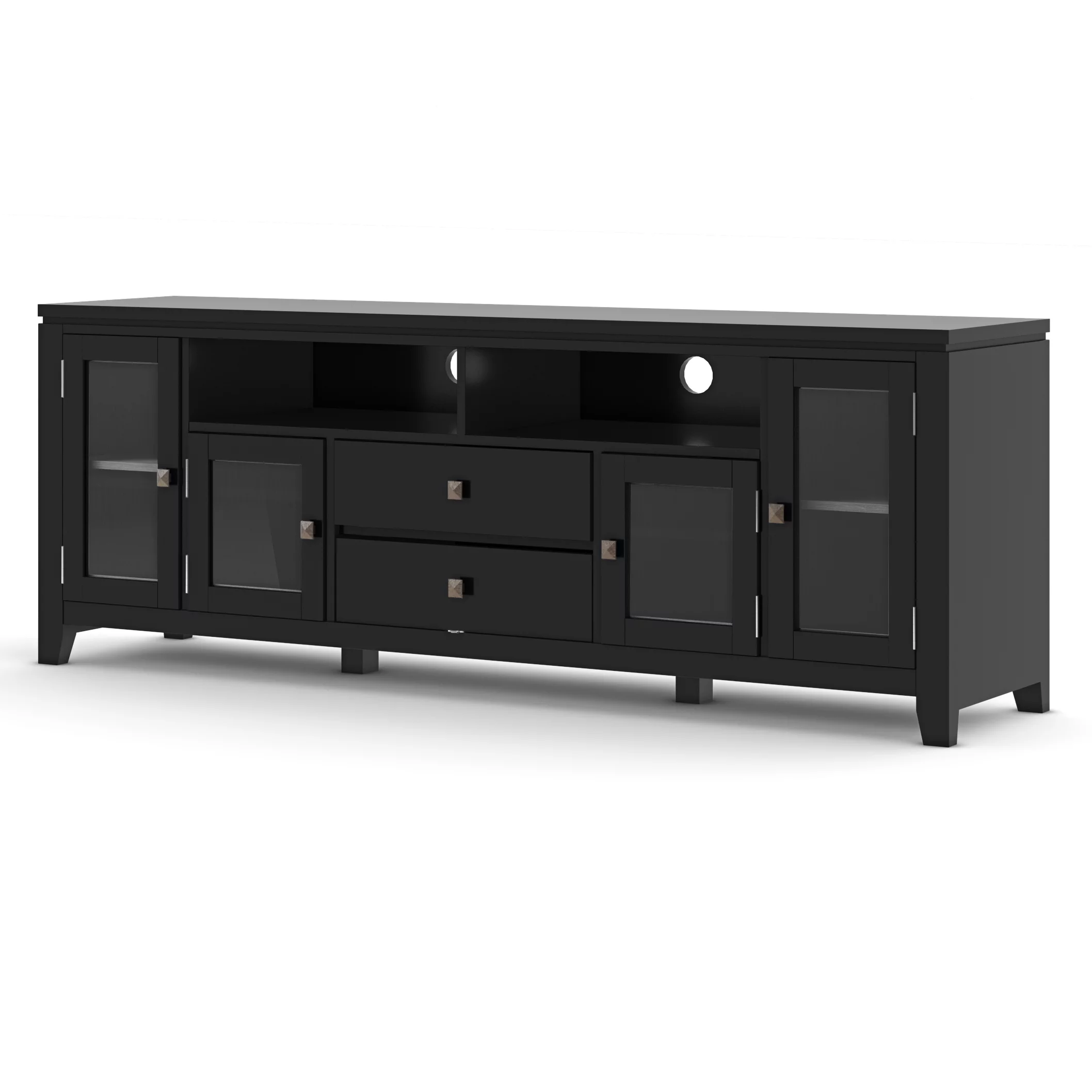 Simpli Home Cosmopolitan Wood TV Media Stand in Black