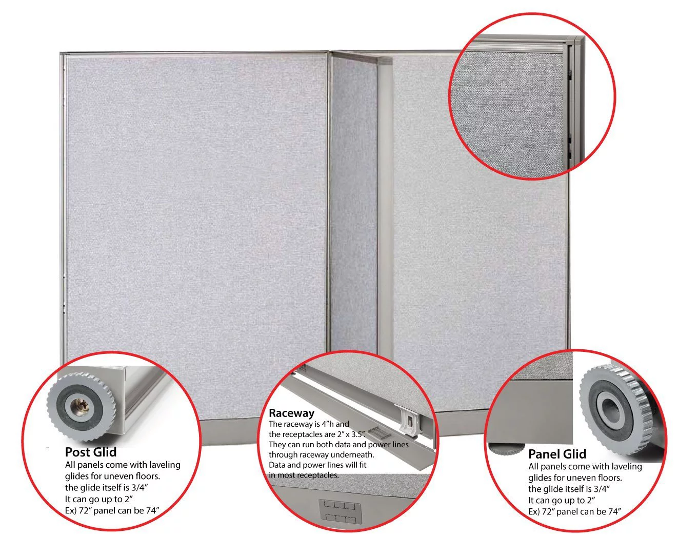 T-Shaped Freestanding Partition 30D x 168W x 72H / Office, Room Divider