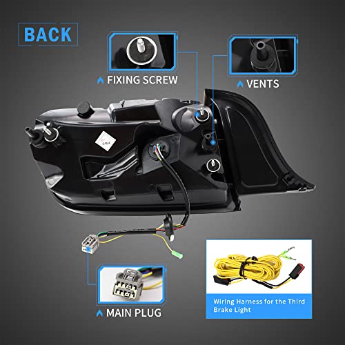 VLAND LED Rear Lights Compatible with Mustang 2015-2023 w/Sequential Amber/Red Turn Signal (5 Lighting Modes Switchable), Transparent Lens Taillight Assembly, Passenger&Driver Sides