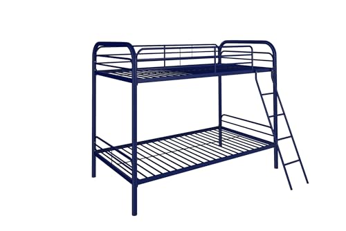 DHP Twin-Over-Futon Convertible Couch and Bed with Metal Frame, Ladder and Guardrails - Black