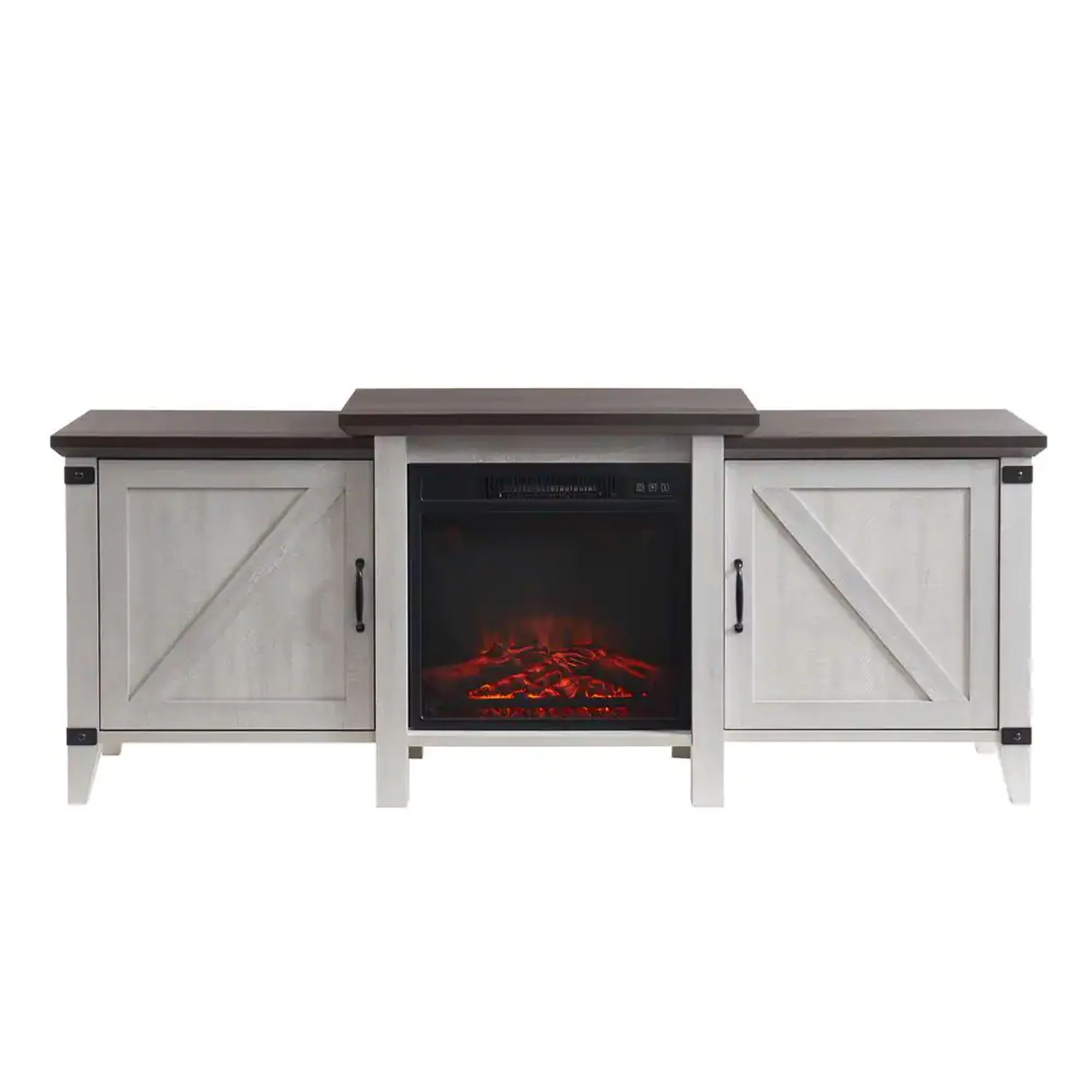 Edyo Living Freestanding Wooden Electric Fireplace TV Stand Console, Grey