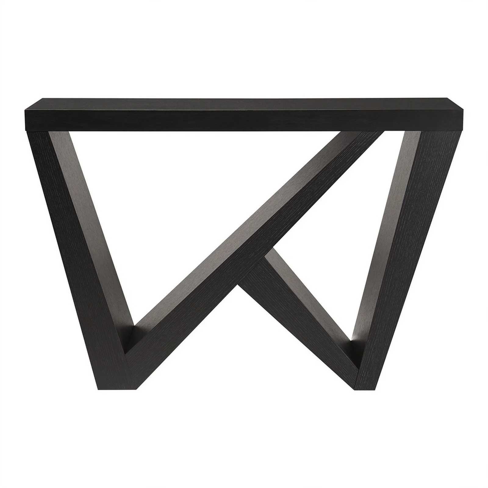 Bowery Hill Wood W-Shaped Legs Console Table in Black Finish