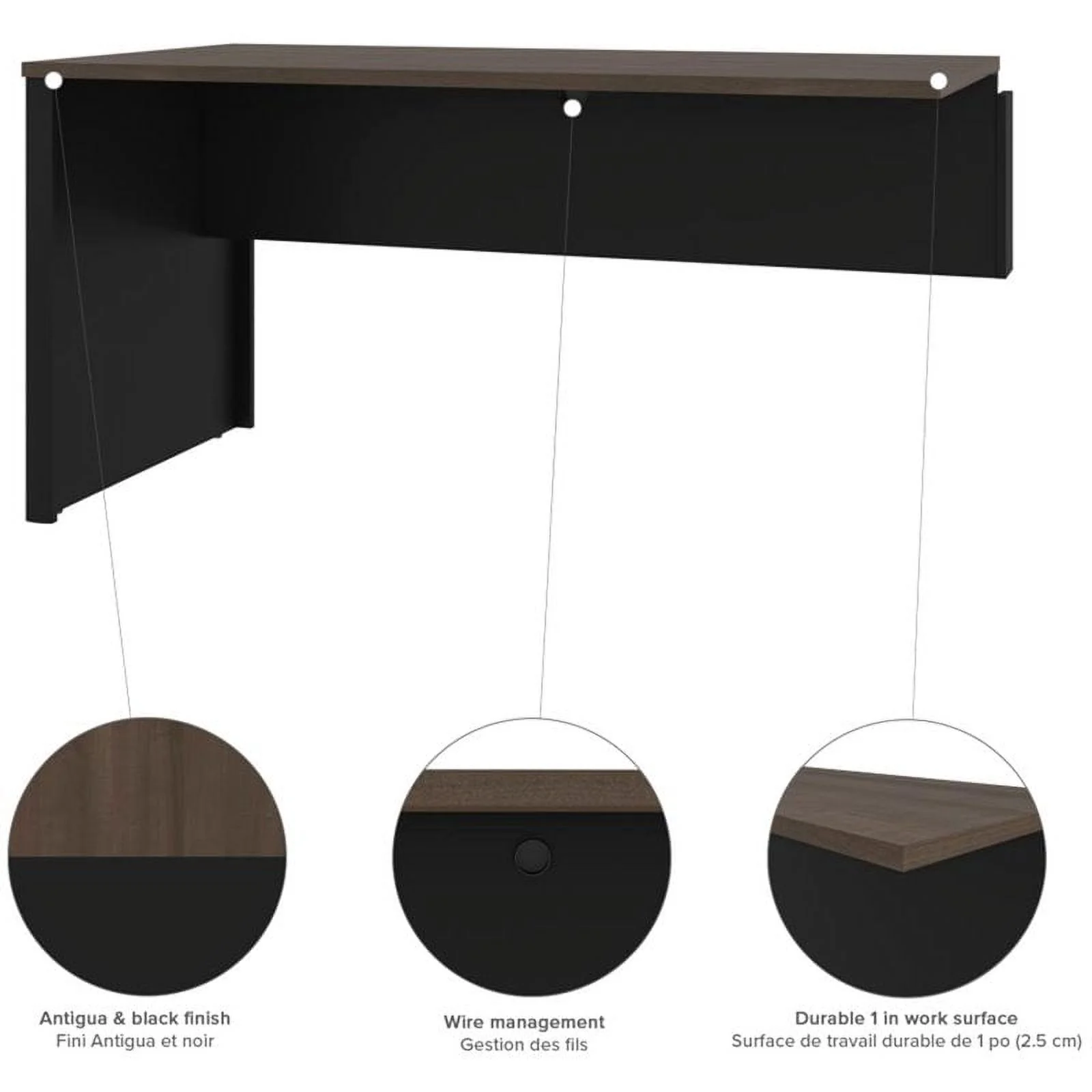 Atlin Designs 5 Piece L Shaped Computer Desk with Hutch in Antigua and Black