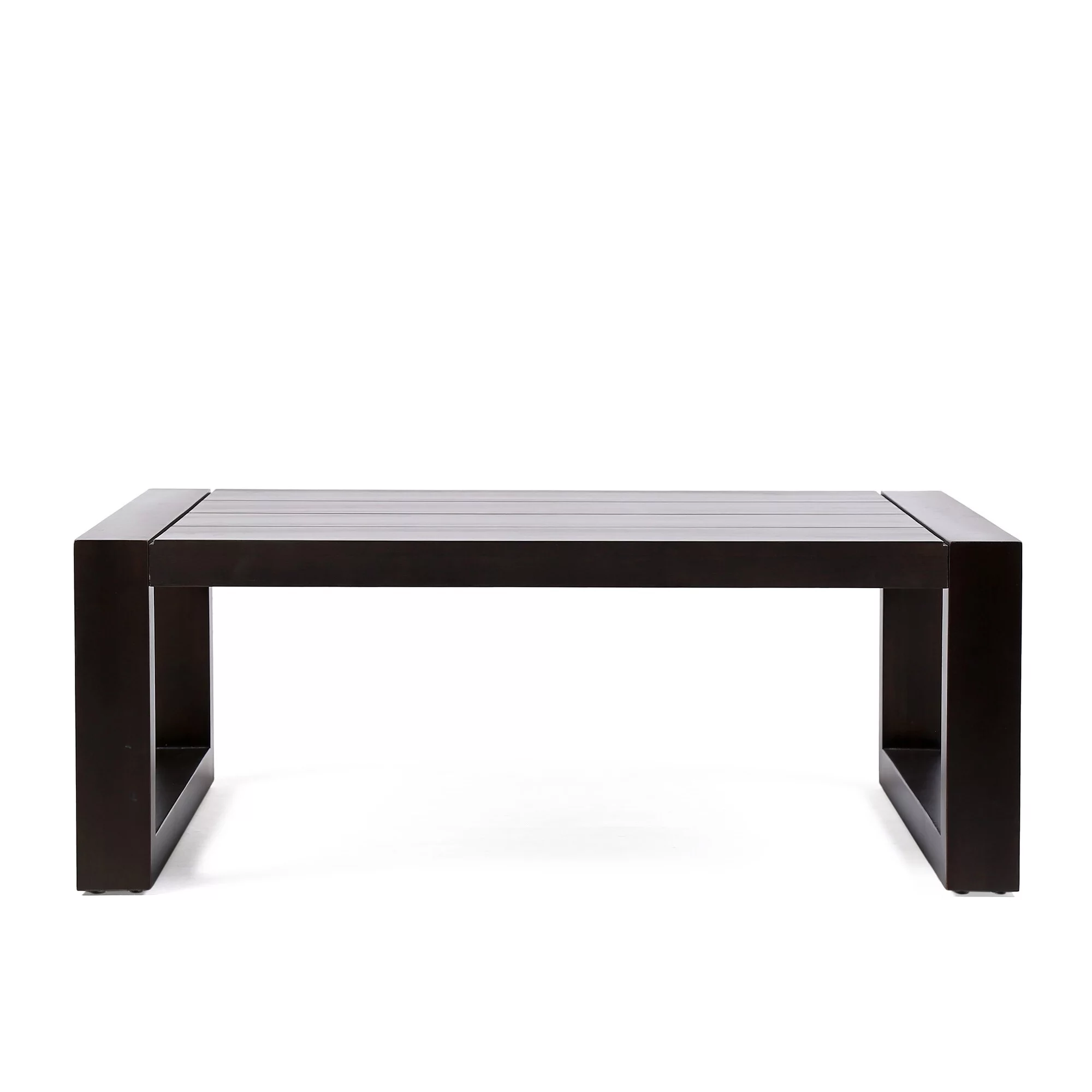 Wooden Outdoor Coffee Table with Plank Design Top, Dark Brown