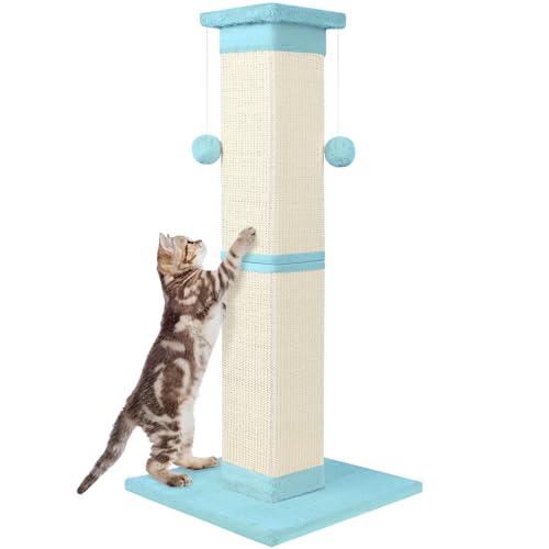 Cat Scratching Post 33 Inch Nature Sisal Cat Scratch Post for Indoor Cats, Large Cat Scratcher Protect Your Furniture, for All Breeds