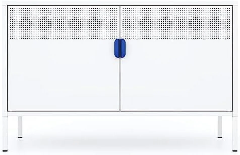 TJUNBOLIFE Metal Locker  Cabinet with Mesh Door & Adjustable Shelves Low Metal  Cabinet Wide Metal Locker Dresser Small Metal TV  Cabinet for Home Office Kitchen Living Room(Mint Gree