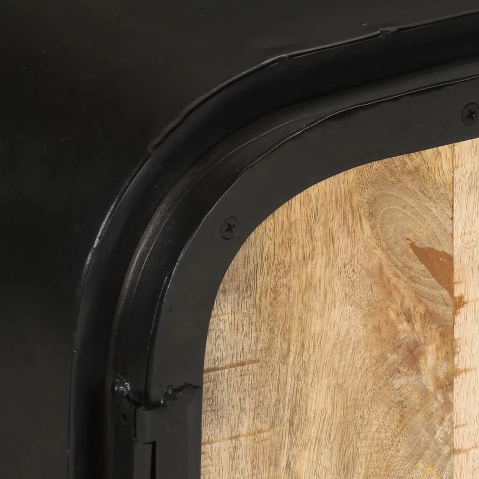 Anself TV Stand with 2 Compartments and 2 Storage Shelves Rough Mango Wood Television Cabinet Sofa End Side Table Iron Legs for Living Room Home Furniture 43.3 x 11.8 x 17.7 Inches (L x W x H)