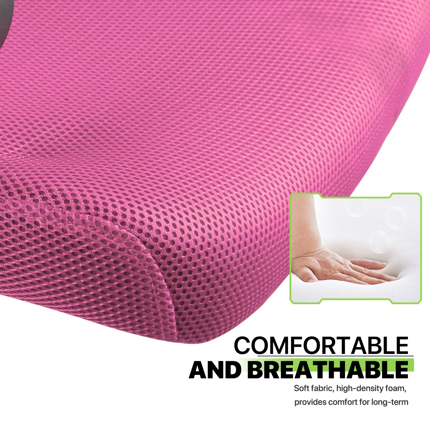 Magshion Adjustable Mid Back Computer Office Chair Mesh Swivel Desk Seat with Armrests, Pink