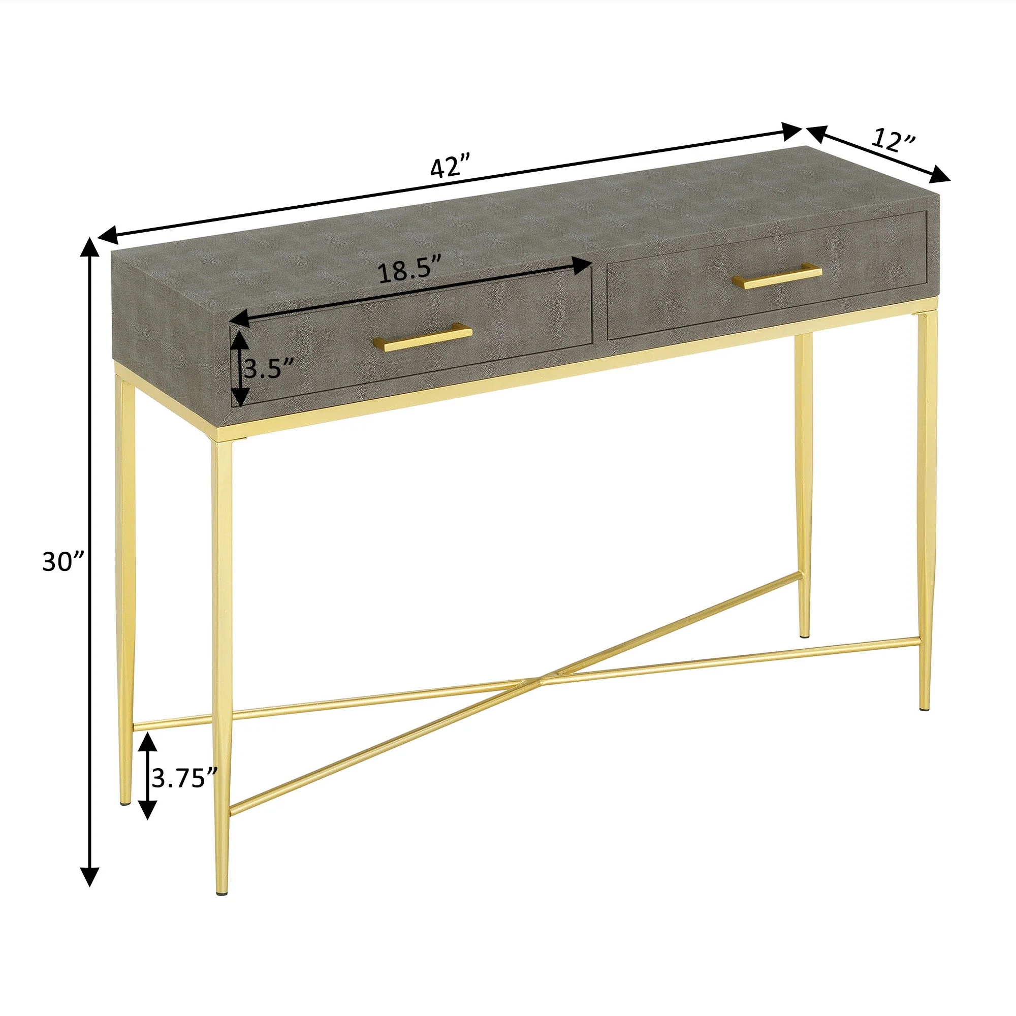 Convenience Concepts Ashley 2 Drawer Console Table, Gray/Gold