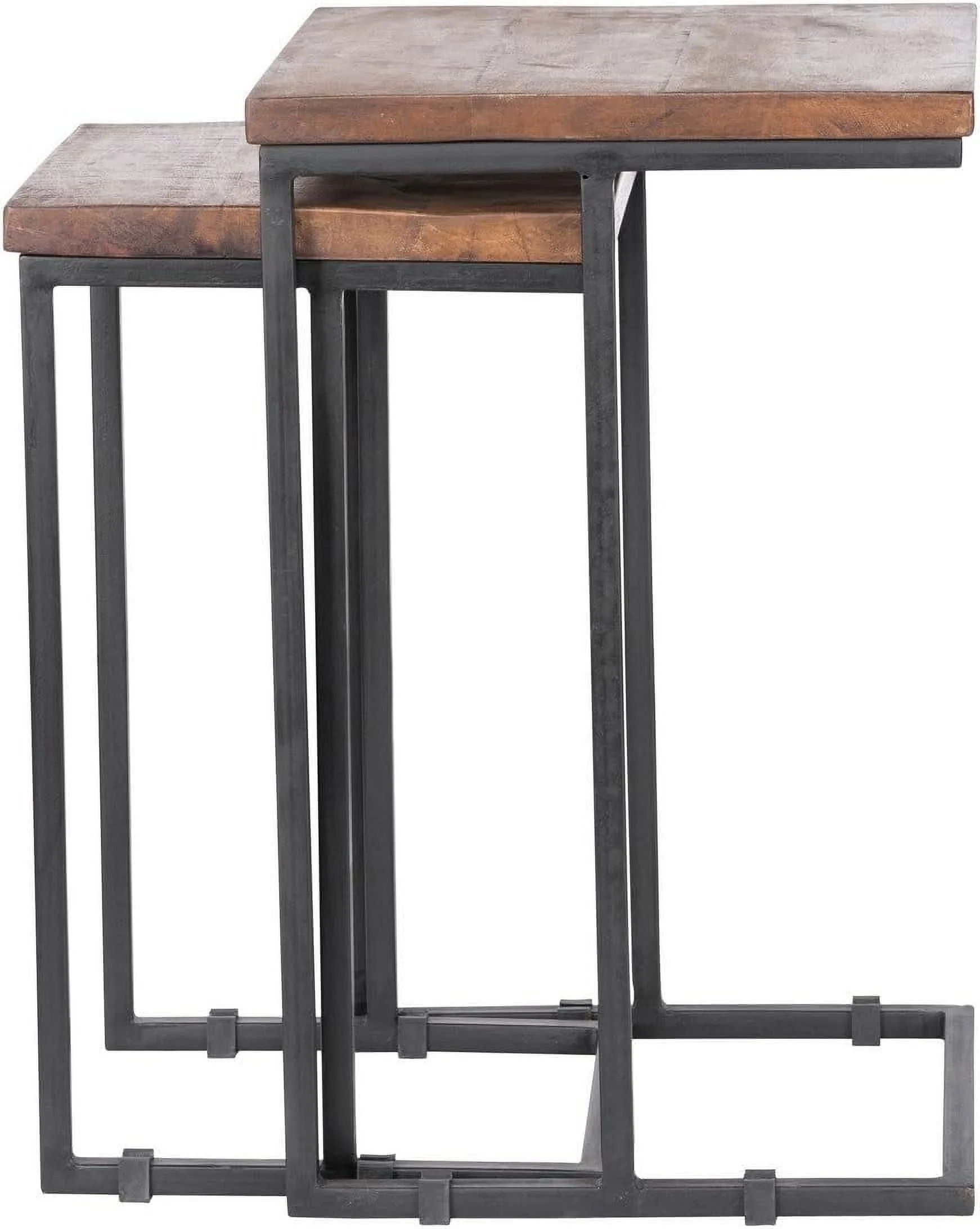 KHBIULIFE PL11551 Lynda Nesting Tables  Wood Top  finished In Mahogany And Iron Base In Black