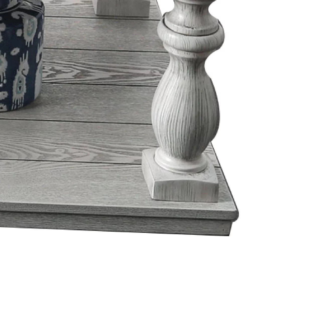 Plank Top Coffee Table with Open Shelf and Turned Legs, Antique White- Saltoro Sherpi