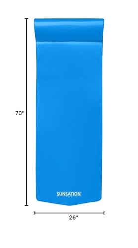 TRC Recreation Sunsation Vinyl Coated Foam Swimming Pool Float Mat Adult Lounger with Built-in Roll Pillow