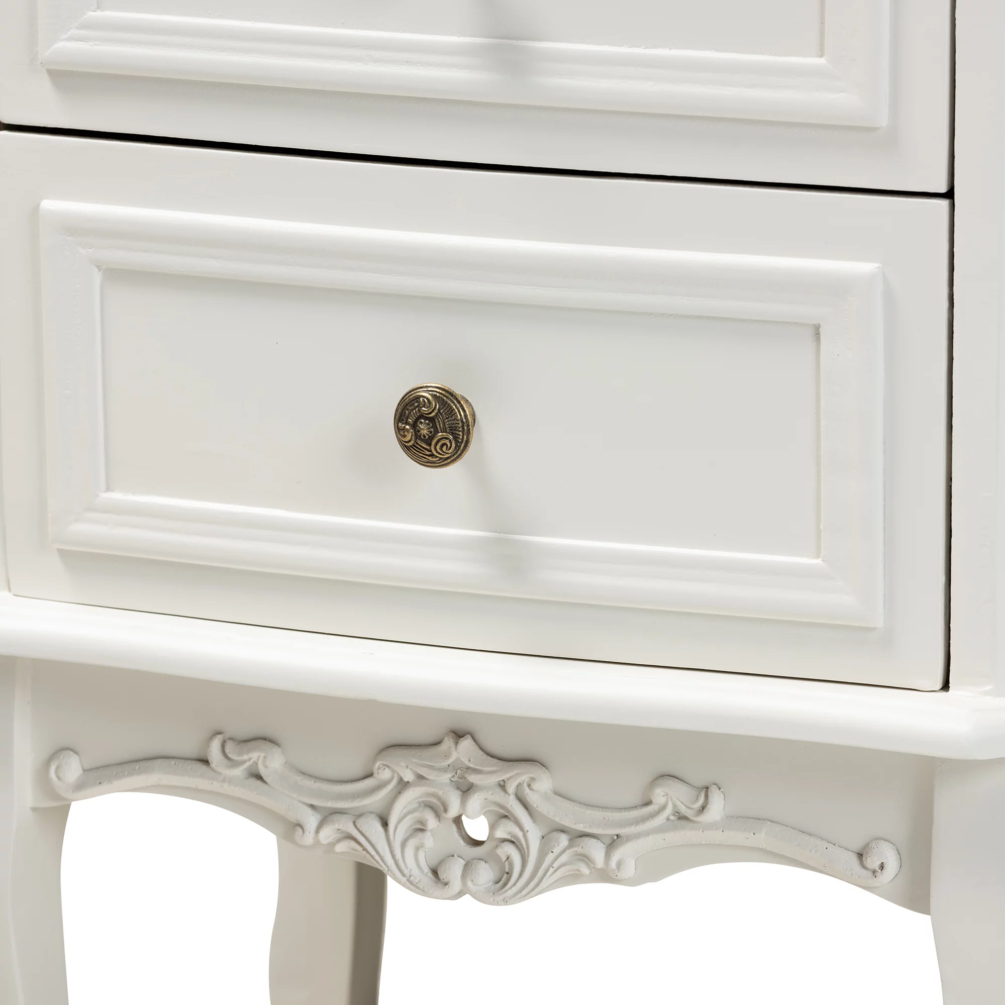 Baxton Studio Darlene Classic and Traditional French White and Cherry Brown Finished Wood 2-Drawer End Table