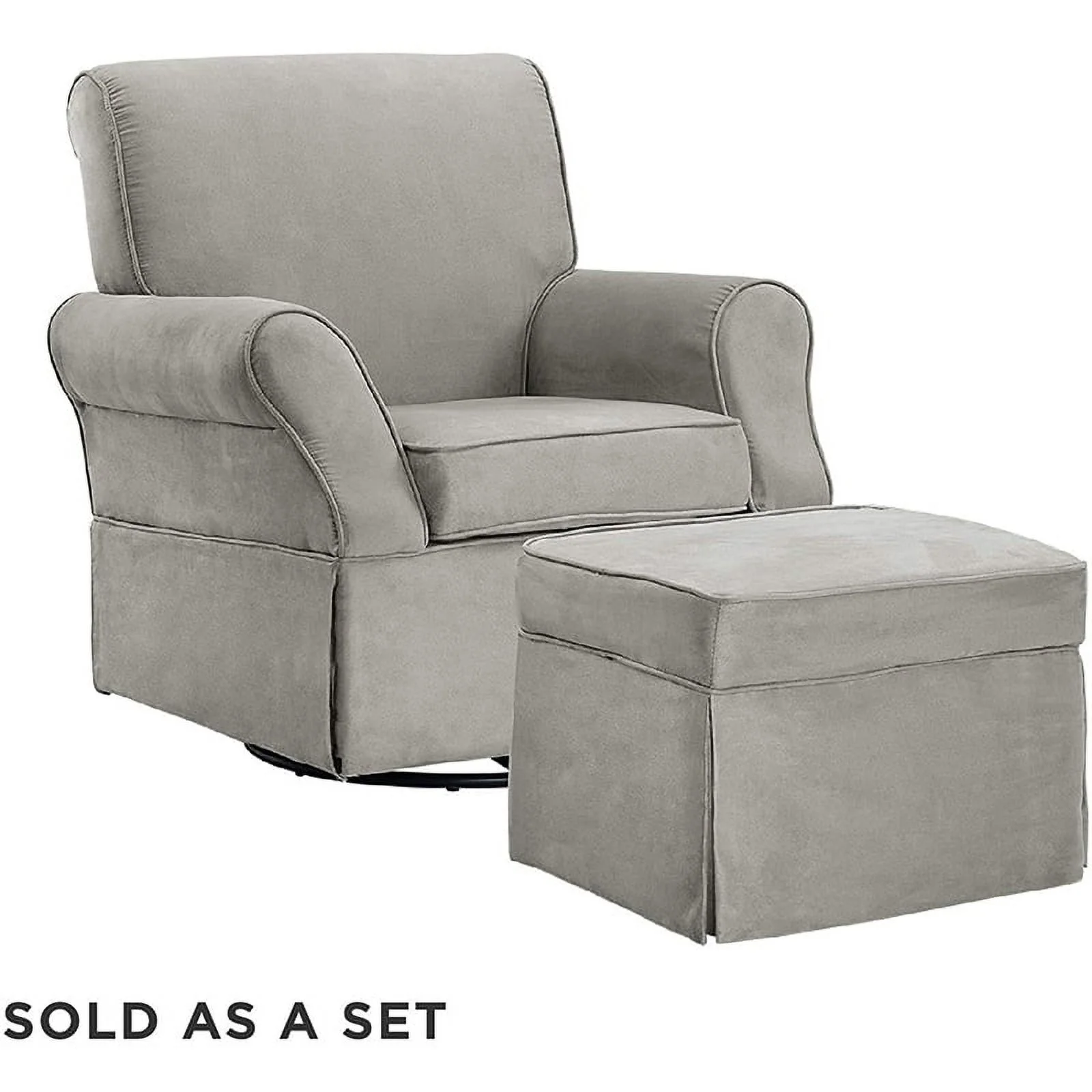 Rosebery Kids Swivel Nursery Glider and Ottoman Set in Gray