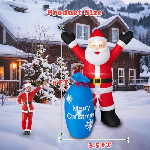 Christmas Decorations Outdoor Inflatables 5FT Santa Claus Holding Garland Inflatable Yard Decor with Build-in LEDs Blow Up for Christmas Party Indoor Outdoor Yard Garden Lawn Patio