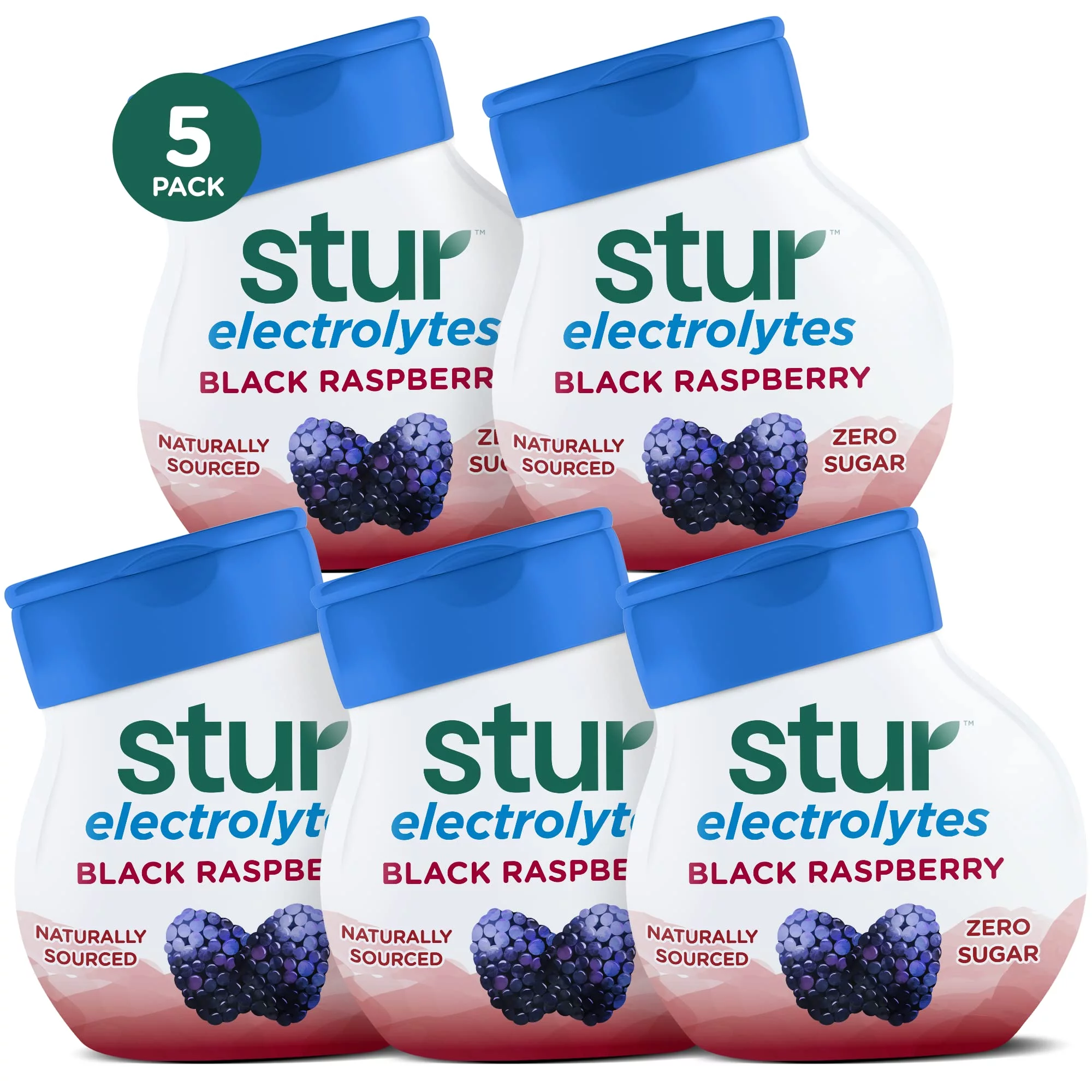 Stur Electrolyte Water Enhancer | Black Raspberry | Sweetened With Stevia | High In Vitamin C & Antioxidants | Sugar Free | Zero Calories | Keto | Vegan | 5 Bottles, Makes 120 Drinks