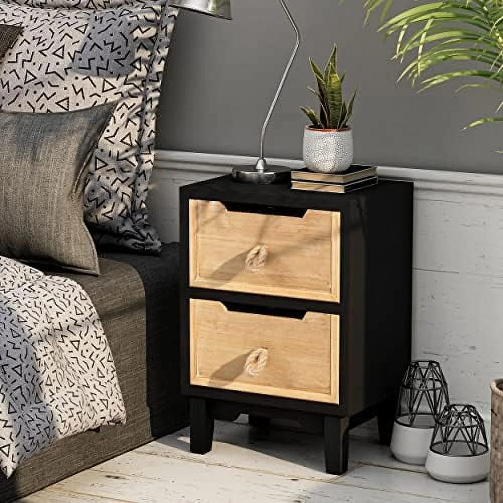 GEROBOOM Farmhouse 3 Drawers Dresser with 1 Door   Chest of Drawers Closet Organizers and  Cabinet for for Bedroom  Living Room  Kitchen Entryway  Natural Wood Color&Black