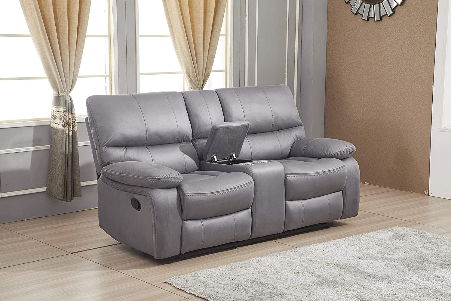 Betsy Furniture Microfiber Reclining Sofa Living Room Sofa + Loveseat