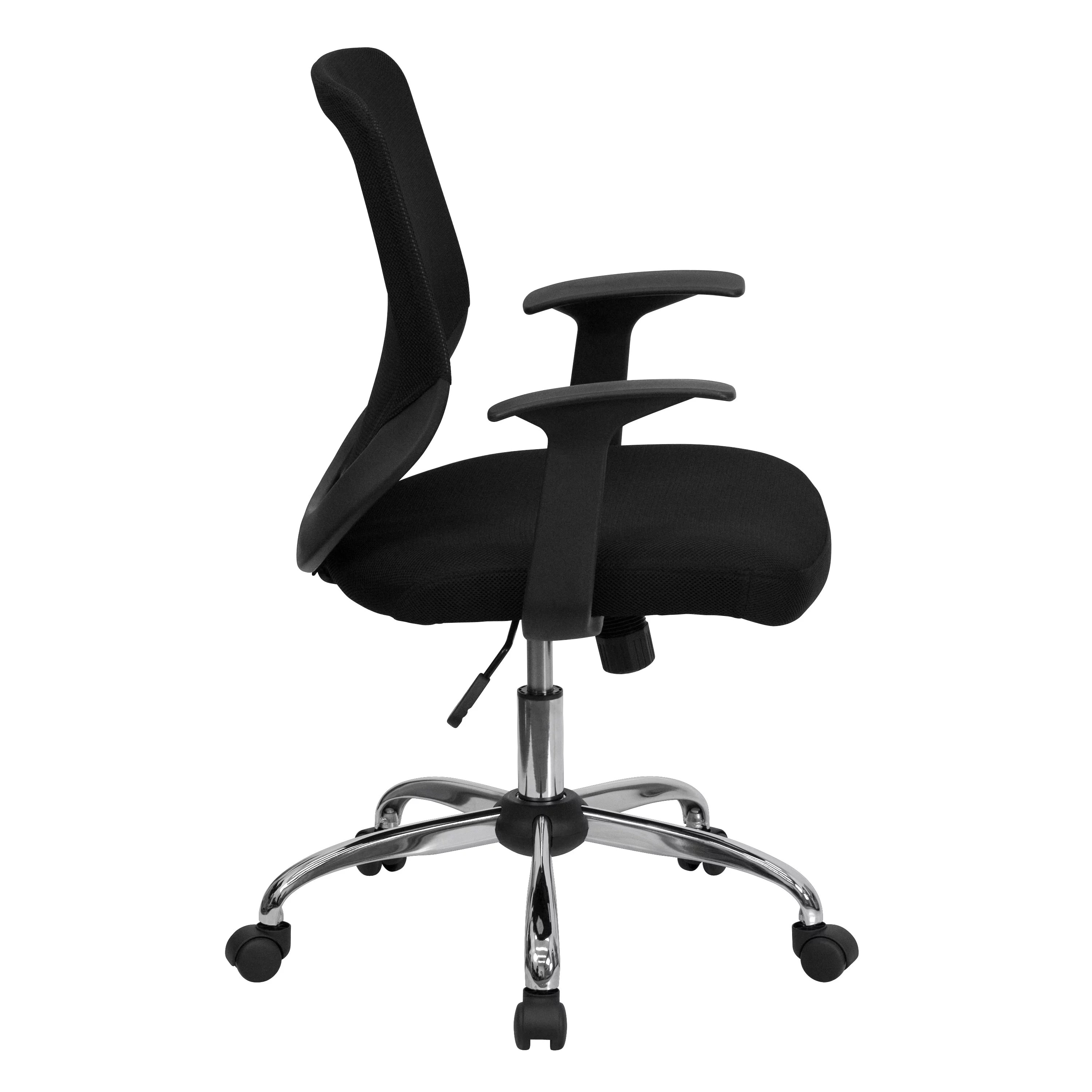 A Line Furniture Crant Black Swivel Adjustable Office Chair with Mesh Padded Seat