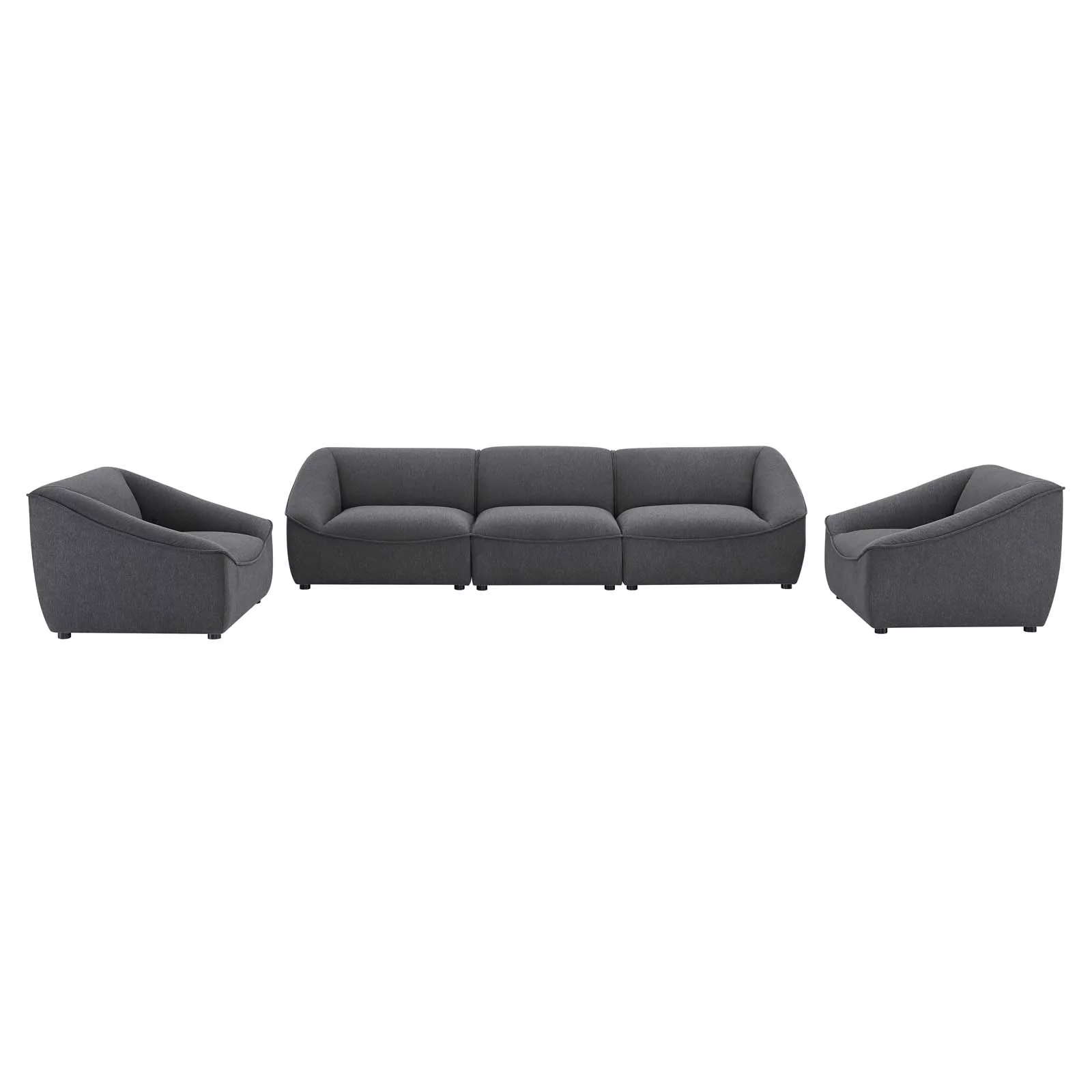 Modway Comprise 5-Piece Living Room Set in Charcoal