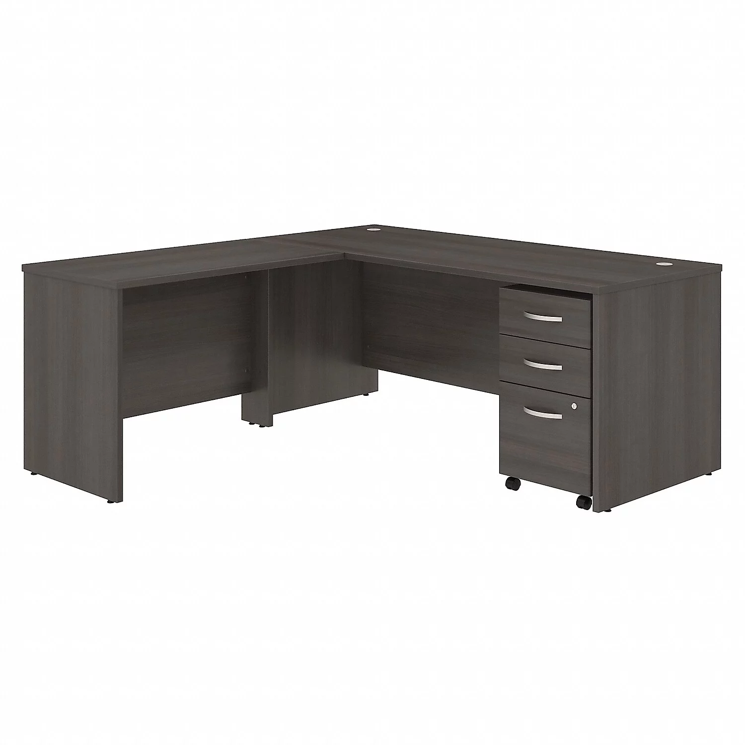 Studio C 72W L Shaped Desk with Drawers in Storm Gray - Engineered Wood