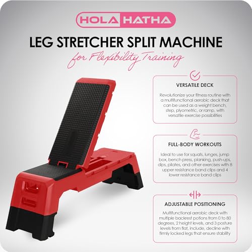 HolaHatha Adjustable Multi-Functional Exercise Bench 440 Pound Capacity Foldable Incline Deck, 8.5 to 14.5 Inch Height, Compact Design,