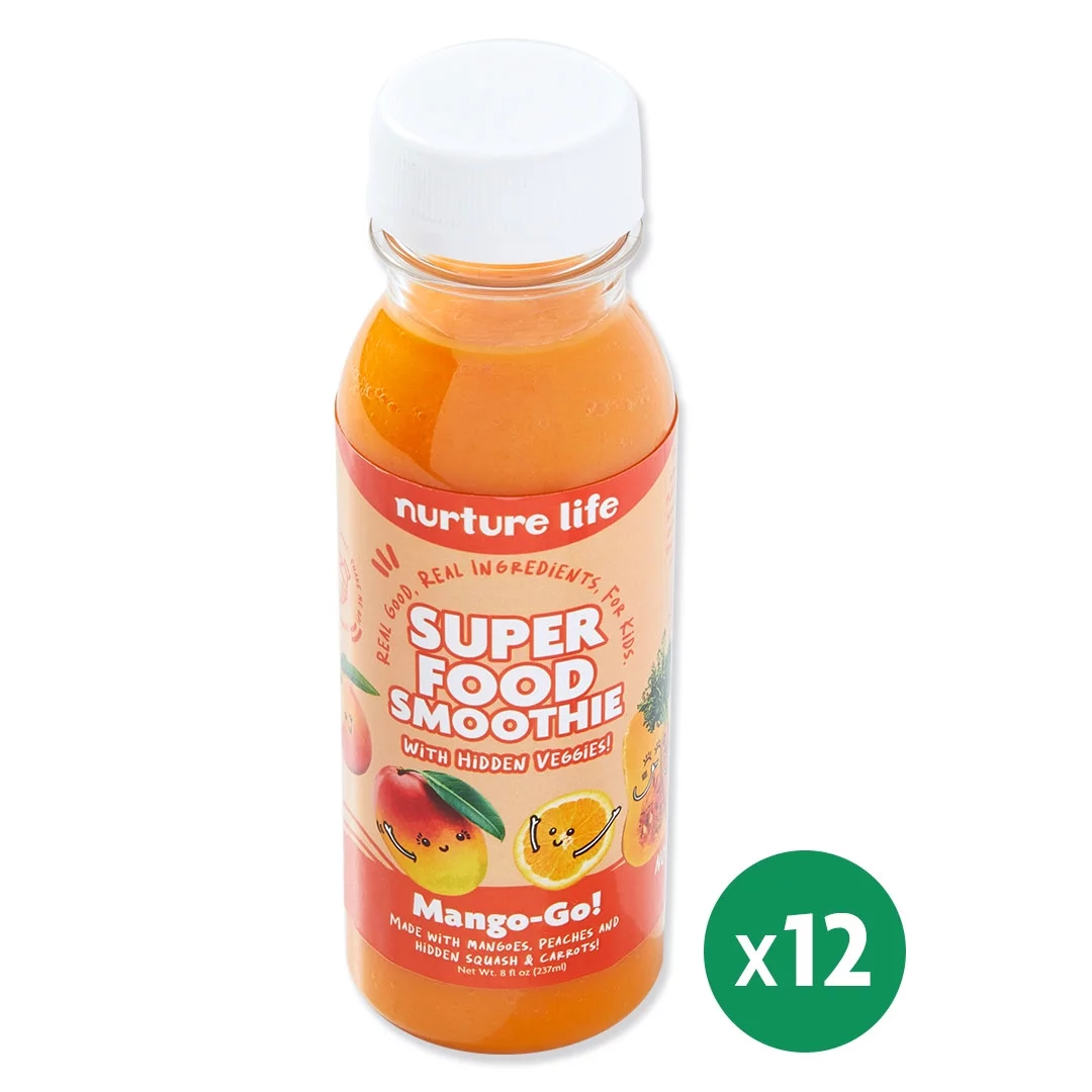 Nurture Life Toddler & Kids Snack Superfood Smoothies with Hidden Veggies 12-Smoothie Mango-Go!